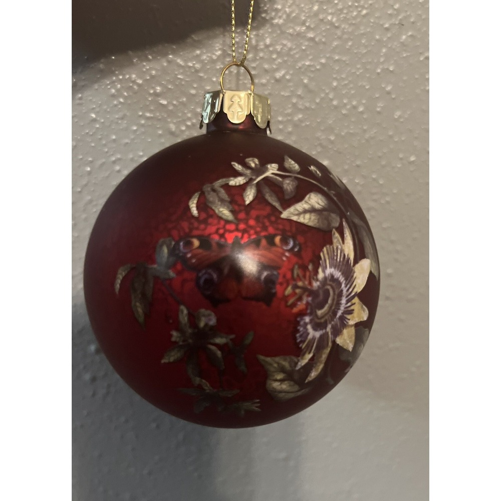 Red Glass‎ Butterfly Floral Christmas Ornament Hanging Decor Gisela Graham